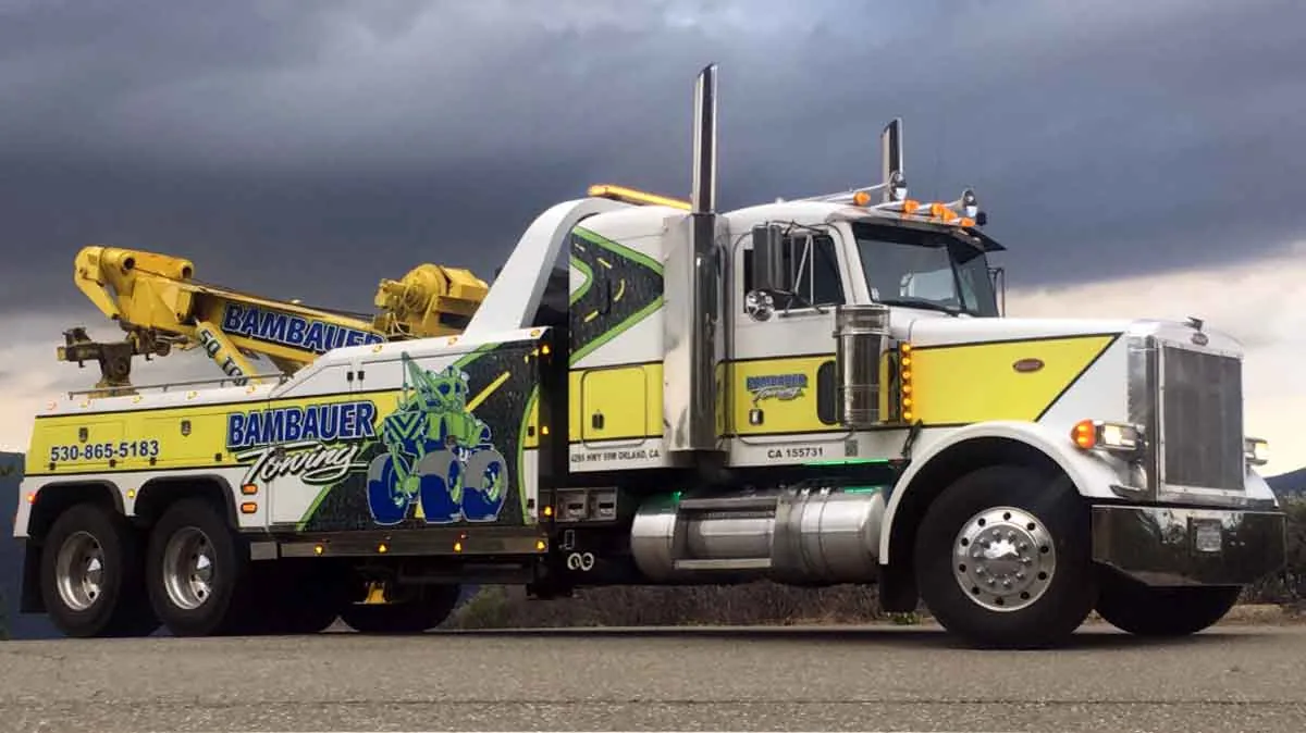 Bambauer Towing heavy wrecker in Orland, California